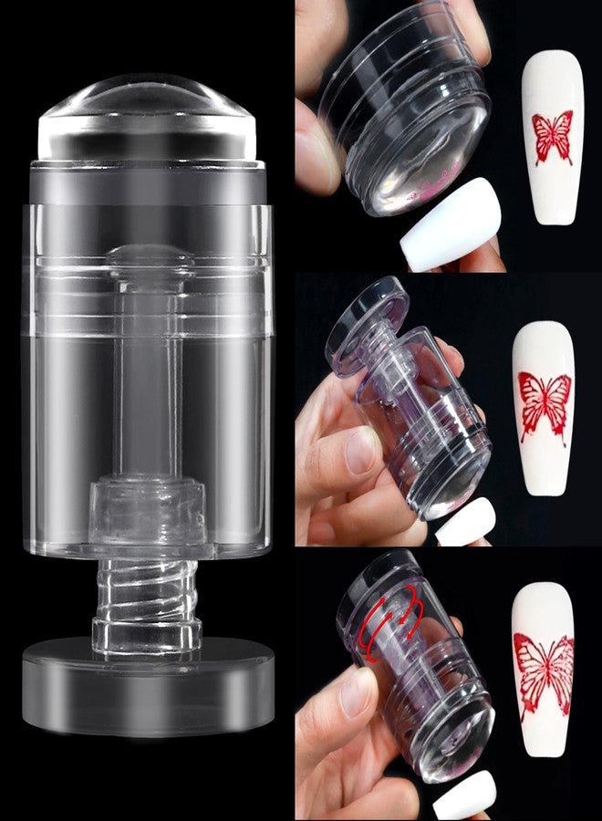 JALIYA Rotatable Nail Stamp Silicone Nail Stamper Kit Transparent Nail Art Stamper With Scraper French Tip Nail Tool Adjustable Pattern Size Jelly Nail Stamps Nail Art Tools French Manicure Nail Stamping Kit - Image 1