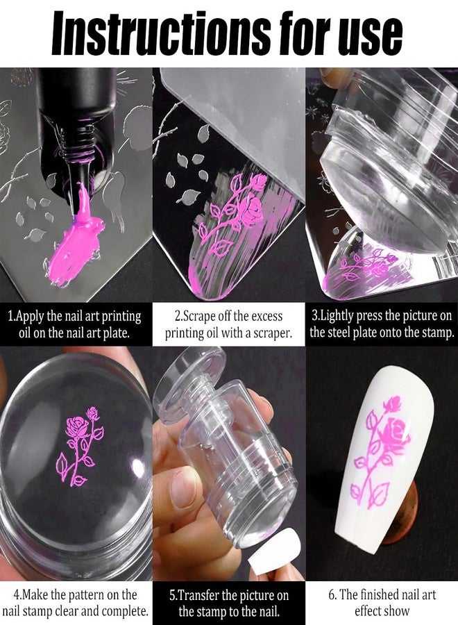 JALIYA Rotatable Nail Stamp Silicone Nail Stamper Kit Transparent Nail Art Stamper With Scraper French Tip Nail Tool Adjustable Pattern Size Jelly Nail Stamps Nail Art Tools French Manicure Nail Stamping Kit - Image 4
