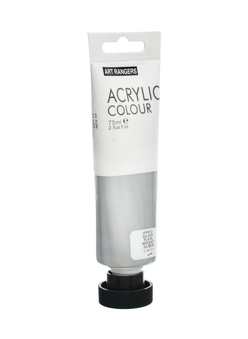 ART RANGERS Acrylic Colour – Silver 75ml | High-Quality Metallic Paint for Art & Craft - Image 2