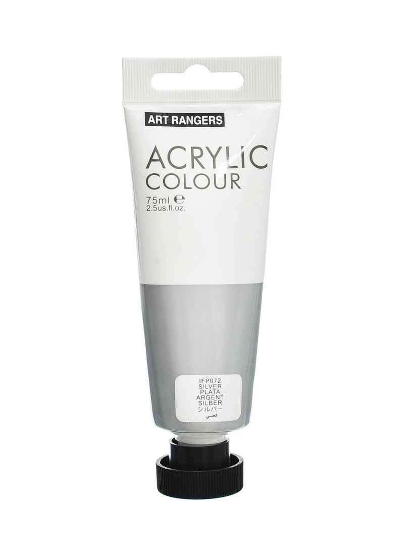 ART RANGERS Acrylic Colour – Silver 75ml | High-Quality Metallic Paint for Art & Craft - Image 1