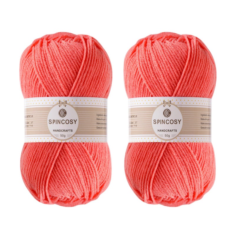 N.C 2 Pcs Crochet Yarn, Feels Soft 280 Yards Assorted Colors 4ply Acrylic Yarn,Yarn for Crochet & Hand Knitting-Watermelon red - Image 1