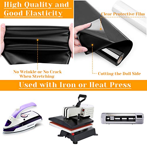 Flasoo 12" x 24ft Heat Transfer Vinyl Rolls, Flasoo 2 Rolls Black and White HTV Iron on Vinyl for Shirts, Compatible with All Cutting Machine, Easy to Cut & Weed (12 Inches by 12 Feet Per Roll) - Image 4