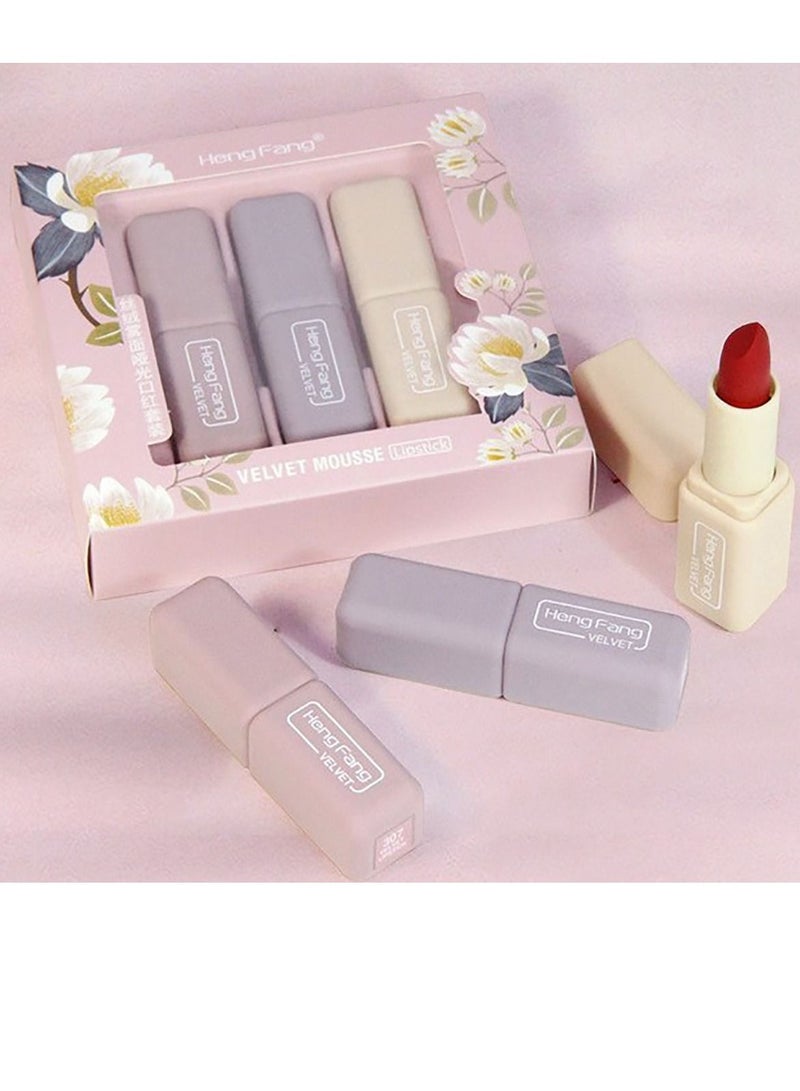 Heng Fang 3 Colors Velvet Mousse Matte Lipstick - Image 3