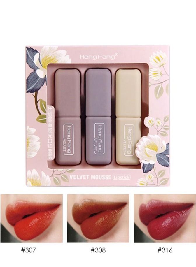 Heng Fang 3 Colors Velvet Mousse Matte Lipstick - Image 1