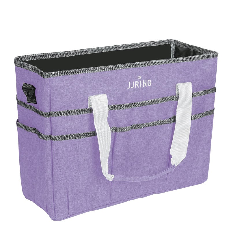 JJRING Craft Organizer Tote Bag Large Art Storage Caddy with Multiple Pockets Lilac Sewing Bag for Art Craft Scrapbooking School Medical and Office Supplies Storage