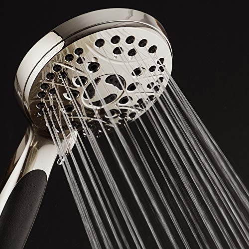 AquaSpa High Pressure 6-setting Luxury Handheld Shower Head – 6 Foot Stainless Steel Hose – Anti Clog Jets – Anti Slip Grip – All Brushed Nickel Finish – Top US Brand – Includes Extra Wall Bracket - Image 2