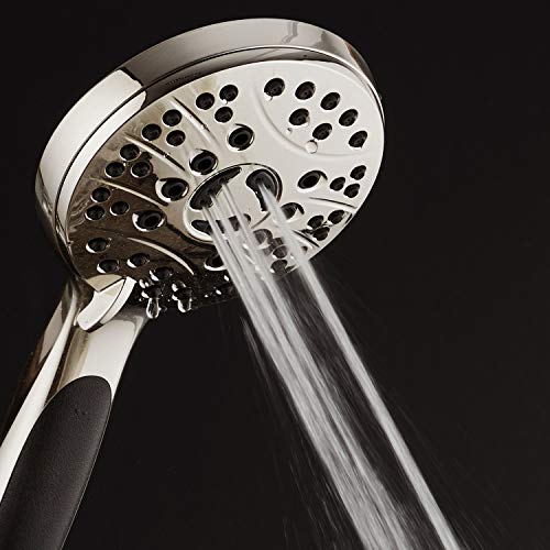 AquaSpa High Pressure 6-setting Luxury Handheld Shower Head – 6 Foot Stainless Steel Hose – Anti Clog Jets – Anti Slip Grip – All Brushed Nickel Finish – Top US Brand – Includes Extra Wall Bracket - Image 3