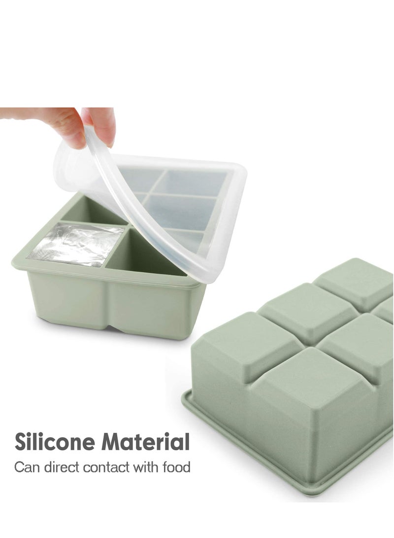 Hoasis 3 Pack Silicone Ice Cube Trays, Large Size Silicone Ice Cube Molds with Leak Proof, Removable Lid Square Ice Cube Tray And BPA Free , Stackable Flexible Ice (Pink/Blue/Green) - Image 2