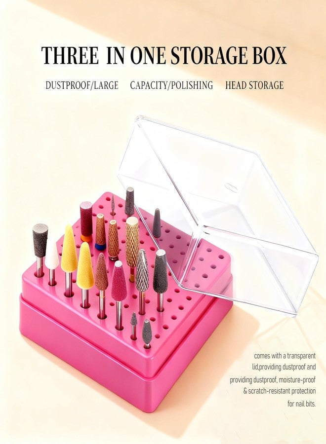 Lumcrissy 2 in 1 Nail Drill Bit Holder , 100 Holes Nail Drill Bits Organizer Display Stand Container Box, Manicure Drill Cleaning Brush, Professional Box Container for Manicure Tools ( Large) - Image 3