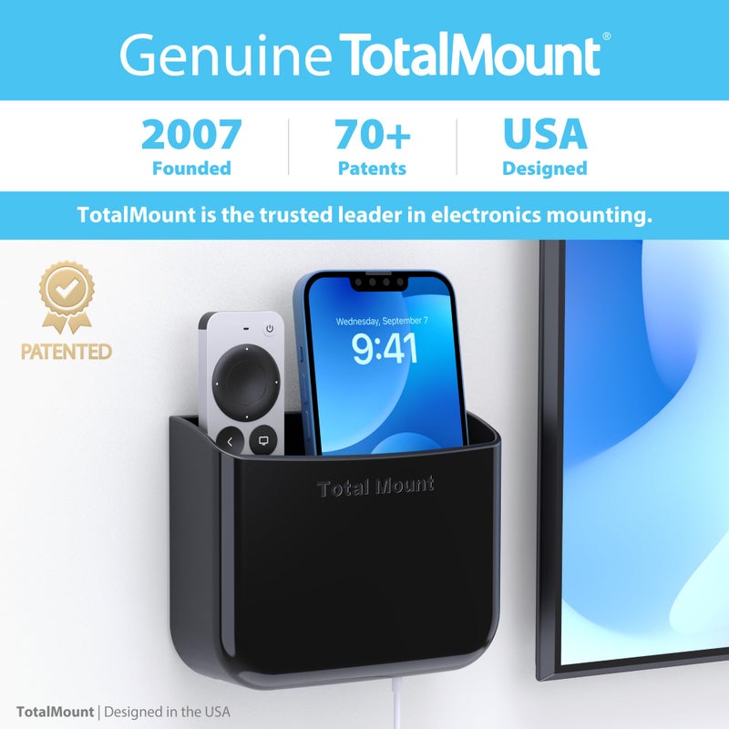 TotalMount Hole-Free Remote Holder â€“ Eliminates Need to Drill Holes in Your Wall (for 2 or 3 Remote Controls â€“ Black â€“ Quantity 1) - Image 5