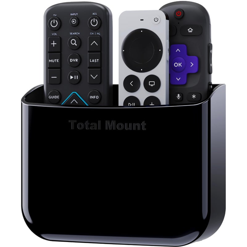 TotalMount Hole-Free Remote Holder â€“ Eliminates Need to Drill Holes in Your Wall (for 2 or 3 Remote Controls â€“ Black â€“ Quantity 1) - Image 1