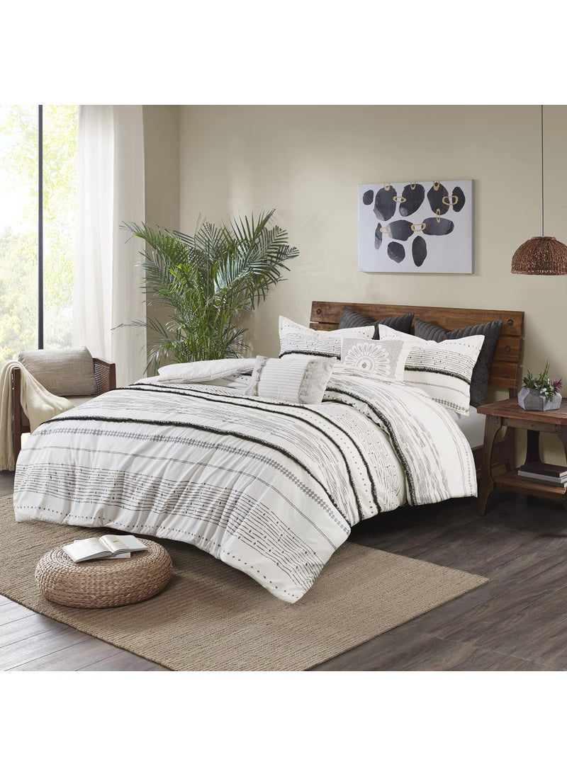 Ink+Ivy INKIVY Luxurious CottonBedding Set  Mid Century Trendy Geometric Design All Season CozyCover With MatchingShams KingCal King Nea Trims BlackMulti 