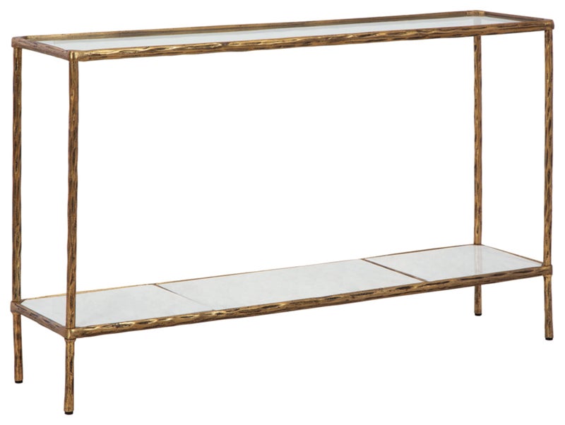 Signature Design by Ashley Signature Design by Ashley Ryandale Modern Console Sofa Table Antique Brass Finish 