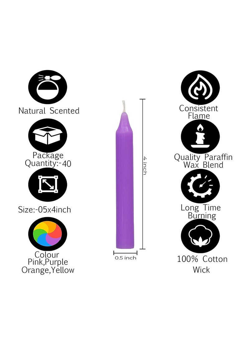 atorakushon atorakushon [Pack of 40] Colourfull Chime Stick Candle Especially Meant for Healing Chakras Ritual Candles Decoration Lighting Diwali Birthday  - Image 4