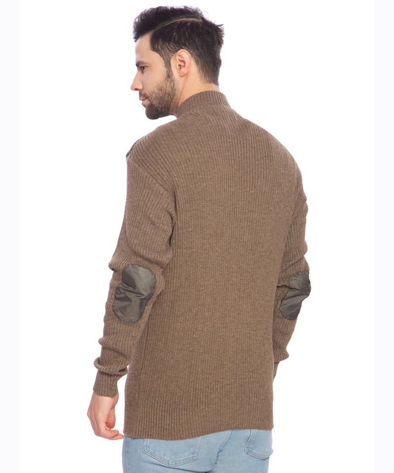 Matelco Men's Wool Full Sleeves Zipper Sweater (Large, Brown) - Image 2