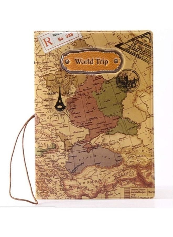 NIBEMINENT - World Map Printed Passport Holder Brown - Image 1
