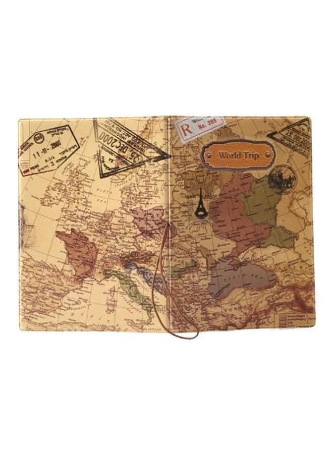 NIBEMINENT - World Map Printed Passport Holder Brown - Image 1