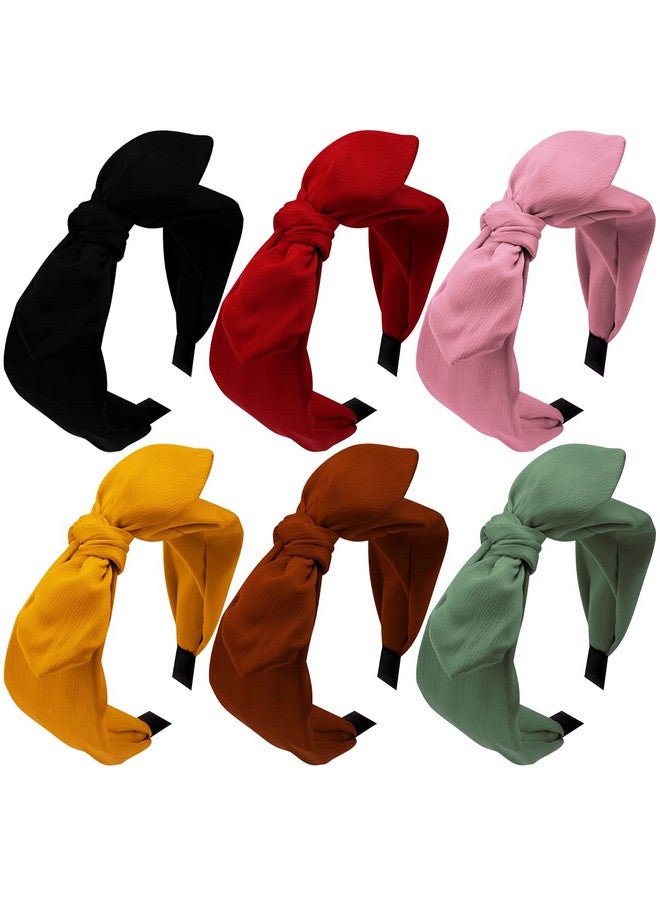 Jaciya 6 Pieces Knotted Bow Headbands For Women Turban Headbands For Women Wide Headbands For Women Knot Headband 6 Colors Cintillos De Pelo Para Mujeres - Image 1