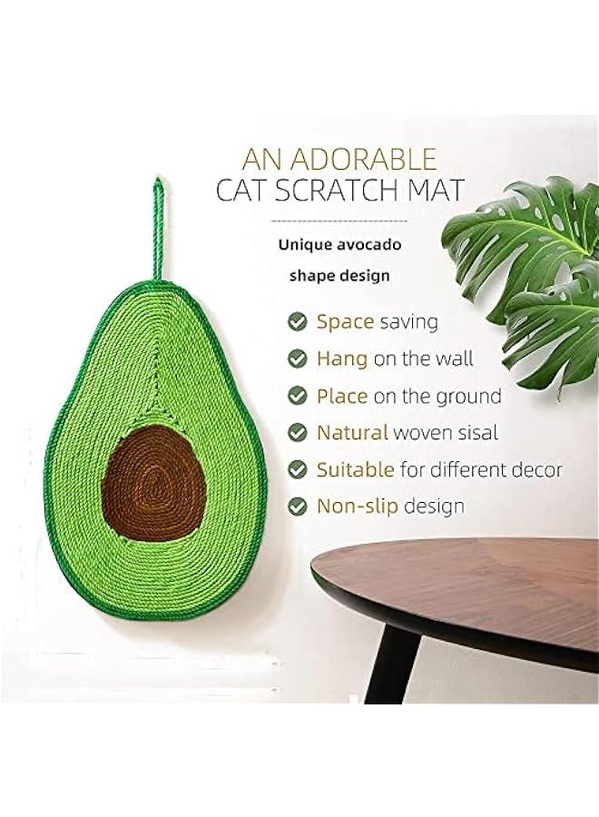 وسادة خدش للقطط بتصميم أفقي مضاد للخدش من نيوستايل، بساط خدش للقطط من السيزال الطبيعي مع حبل قصير يحمي السجاد والكنب (افوكادو) - Image 2