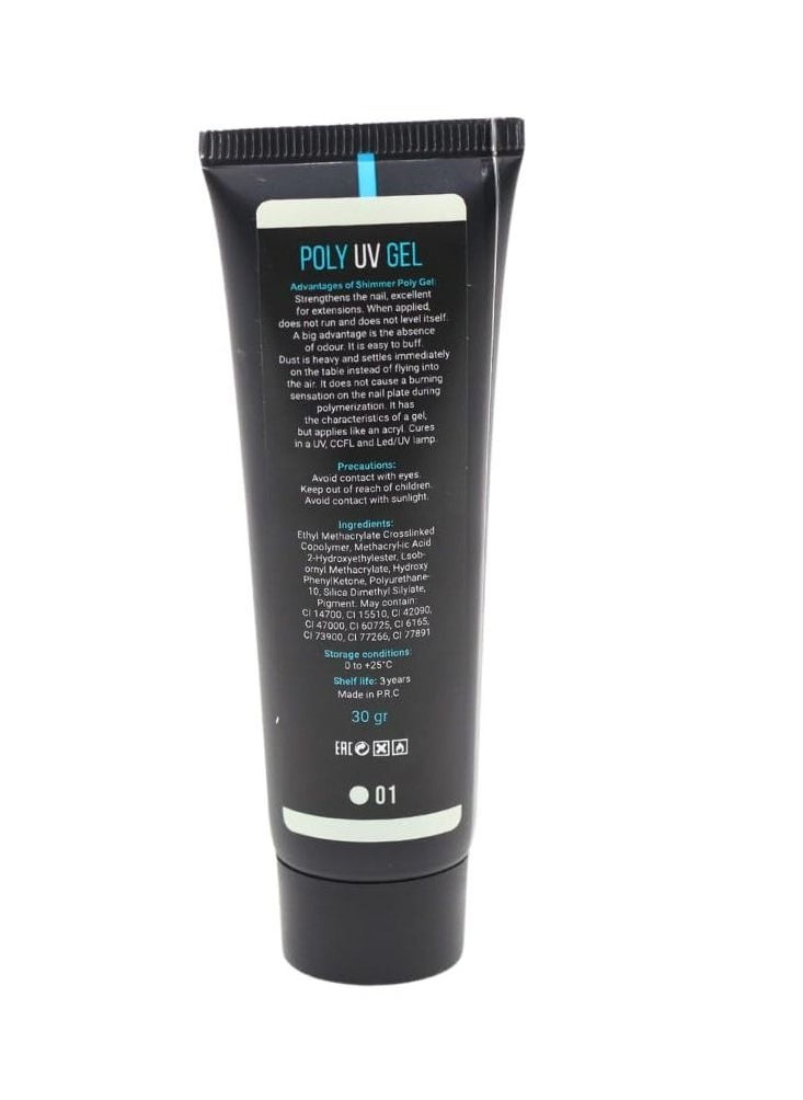 GLOBAL FASHION - Global Fashion Professional Poly UV Gel with Shimmer: Long-Lasting, Salon-Quality Nails in Stunning Colors | (01) - Image 1