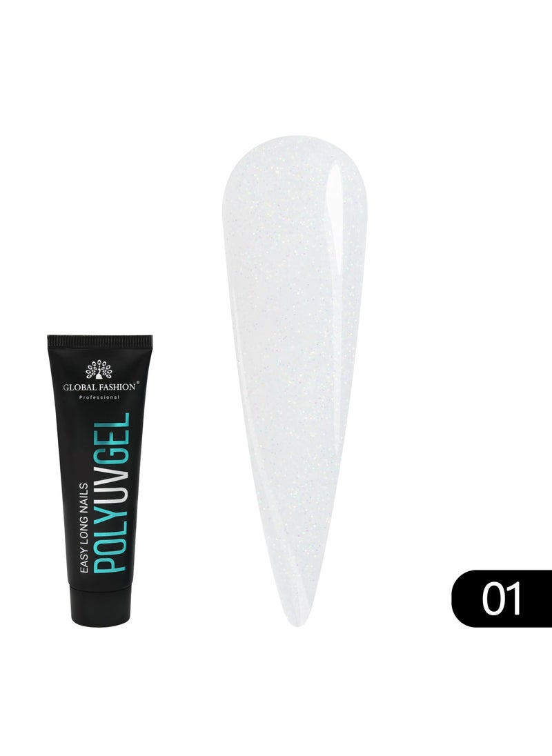 GLOBAL FASHION - Global Fashion Professional Poly UV Gel with Shimmer: Long-Lasting, Salon-Quality Nails in Stunning Colors | (01) - Image 1