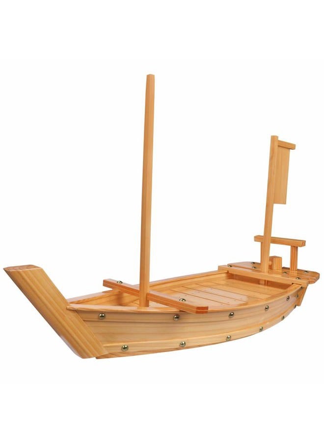 Kichgather 20" Wooden Sushi Serving Tray Boat Plate for Restaurant or Home - Image 1