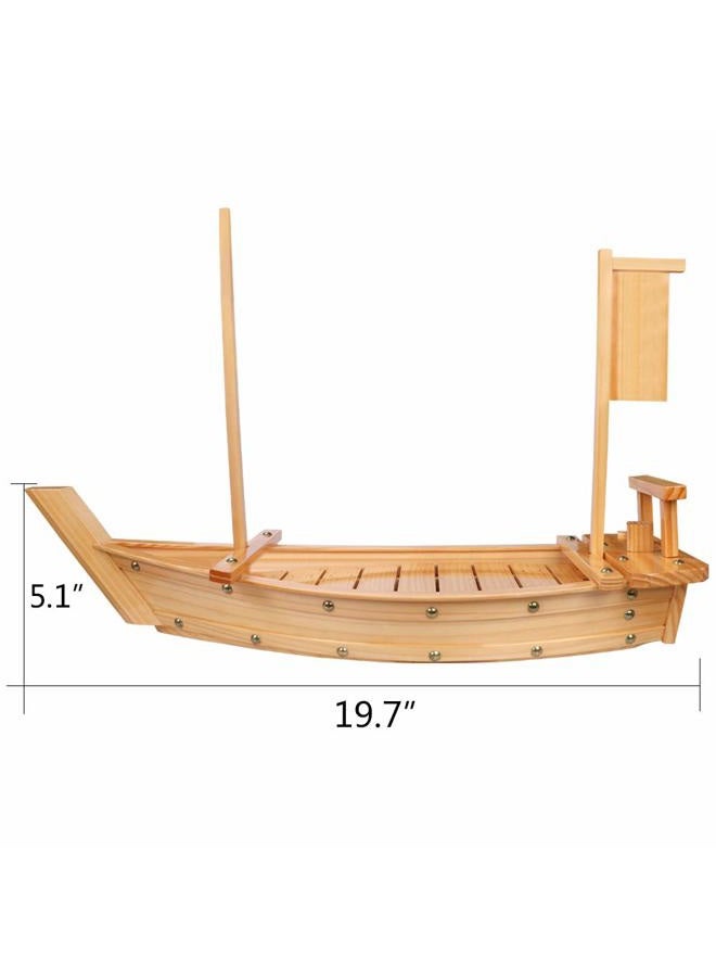 Kichgather 20" Wooden Sushi Serving Tray Boat Plate for Restaurant or Home - Image 3
