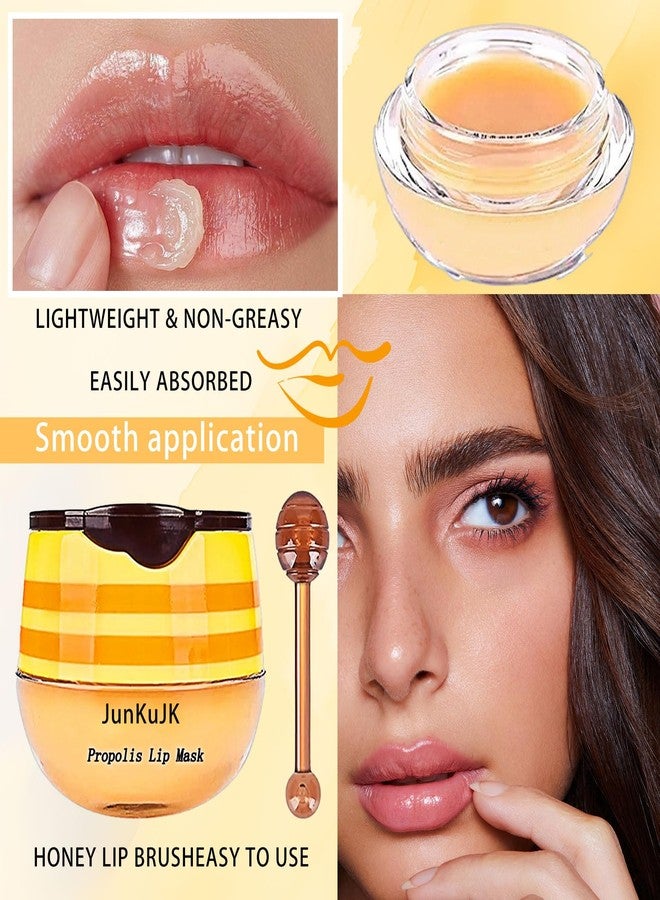 JunKuJK 3 Pcs Bee Lip Balm Honey Pot with Stick,Moisturizing Lip Mask Overnight,Day and Night Tinted Sleeping Lip Balm,Hydrating Lip Scrubs Exfoliator & Moisturizer - Image 4