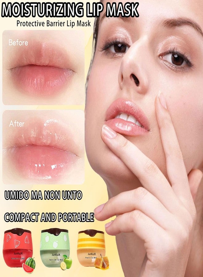 JunKuJK 3 Pcs Bee Lip Balm Honey Pot with Stick,Moisturizing Lip Mask Overnight,Day and Night Tinted Sleeping Lip Balm,Hydrating Lip Scrubs Exfoliator & Moisturizer - Image 2