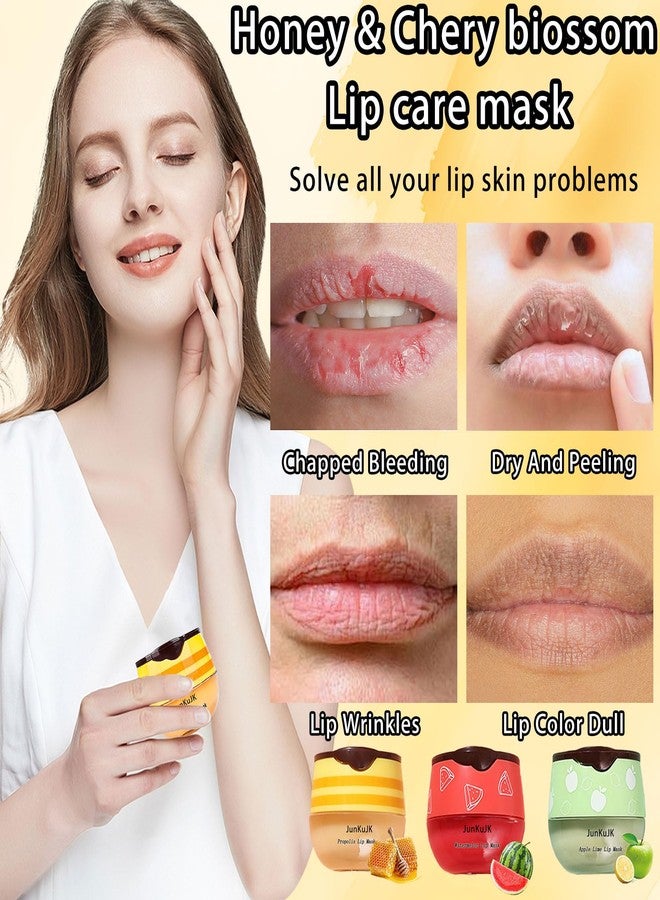 JunKuJK 3 Pcs Bee Lip Balm Honey Pot with Stick,Moisturizing Lip Mask Overnight,Day and Night Tinted Sleeping Lip Balm,Hydrating Lip Scrubs Exfoliator & Moisturizer - Image 5