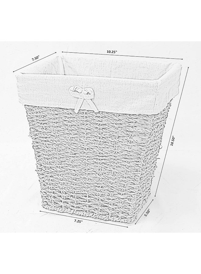 vintiquewise Uniquewise(TM) Woven Seagrass Small Waste Bin Lined with White Washable Lining - Image 4