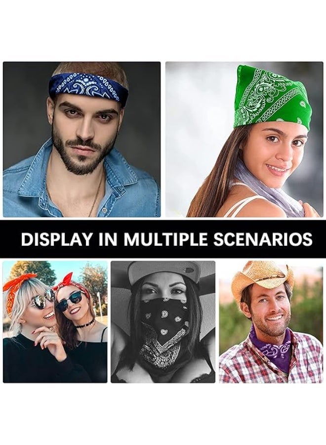 Ucanbe 12PCS Paisley Bandana Set Multi Purpose Cowboy Headband Scarf Unisex Head Wrap for Men Women Boys and Girls - Image 2