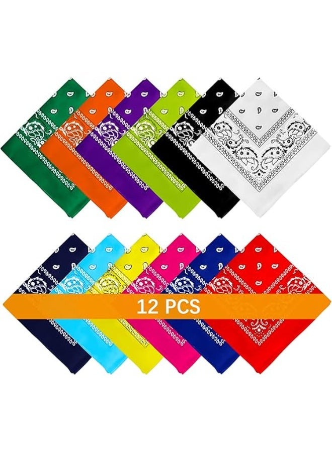 Ucanbe 12PCS Paisley Bandana Set Multi Purpose Cowboy Headband Scarf Unisex Head Wrap for Men Women Boys and Girls - Image 1