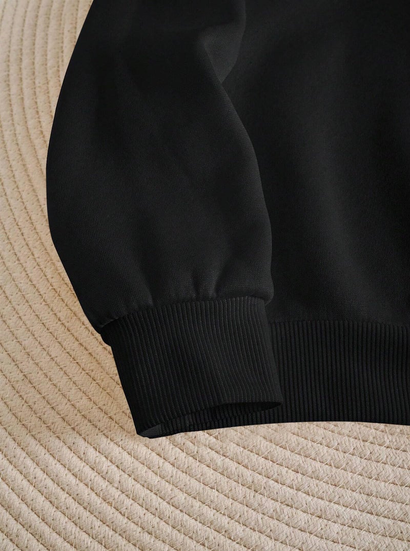 Hilinker Women's Cute Graphic Crewneck Sweatshirts Casual Loose Long Sleeve Pullover Tops Black Wifey Small - Image 3