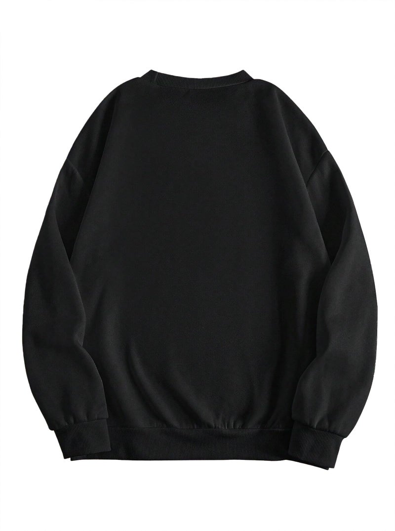 Hilinker Women's Cute Graphic Crewneck Sweatshirts Casual Loose Long Sleeve Pullover Tops Black Wifey Small - Image 2