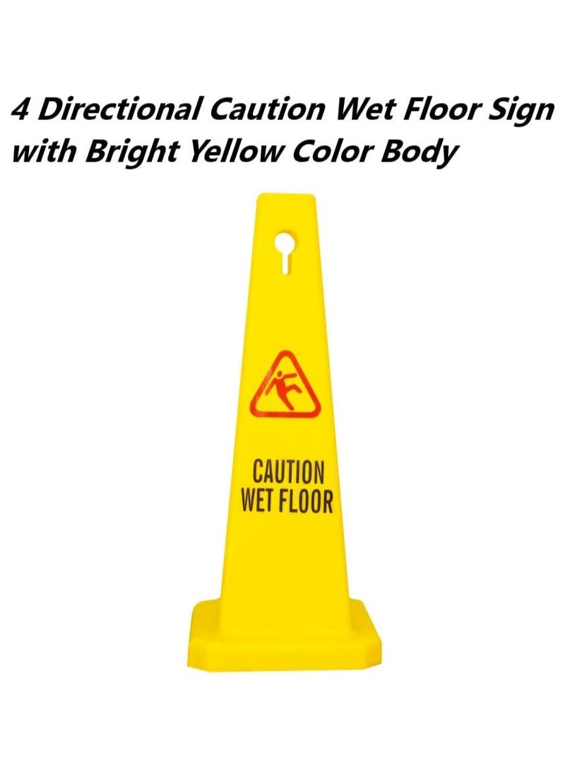 4 Sides View Caution Wet Floor Safety Cone | Highly Visible Yellow Wet Floor Sign for Safety | Easily Noticable Floor Sign  - Image 4