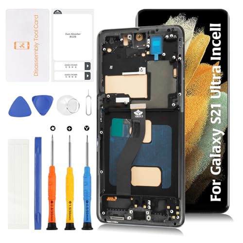Olivechard InCell Galaxy S21 Ultra Display Screen Replacement for Samsung Galaxy S21 Ultra with Black Frame G998B G998U G998U1 G998W LCD Screen Touch Digitizer Assembly(No Fingerprint Function) - Image 1