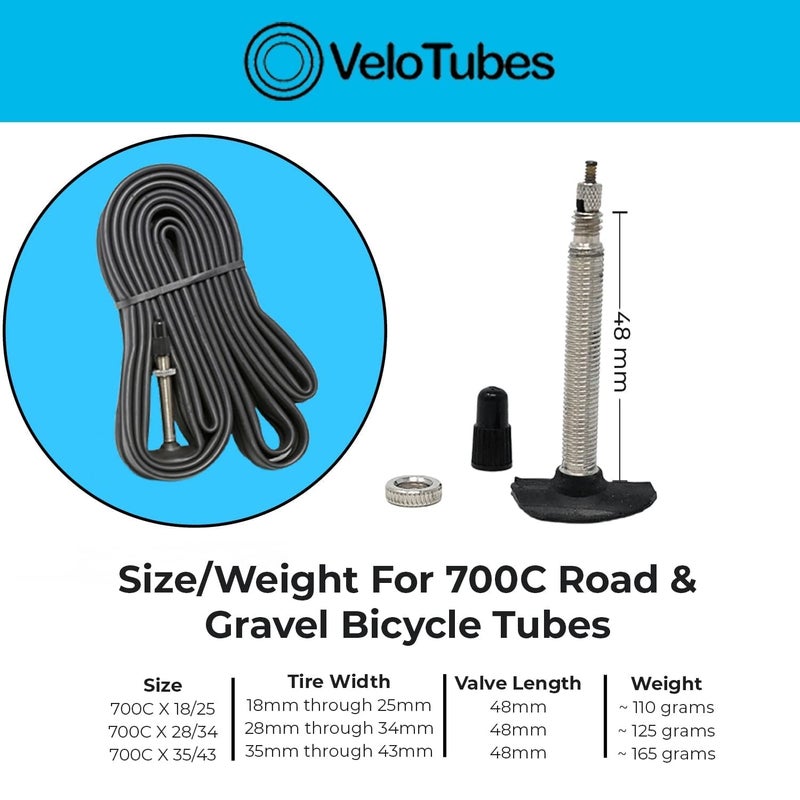 VeloTubes 700C x 18/25 Road & Gravel Bike Inner Tubes 48mm Presta Valve Bicycle Tubes, Bicycle Inner Tube for Bike Tire (Pack of 6) - Image 5
