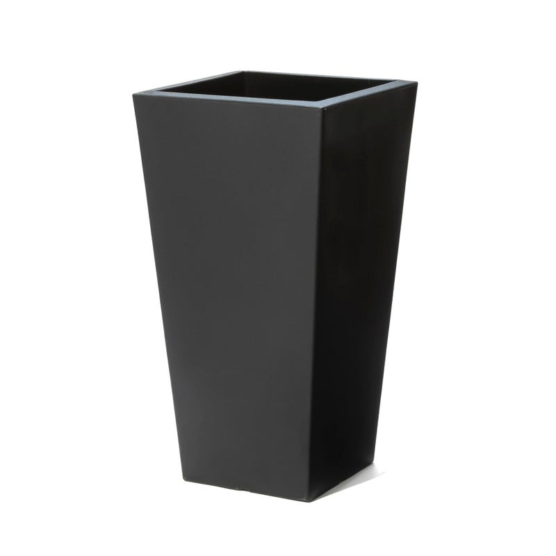 Step2 Tremont Tall Square Tapered Planter, 28", Indoor/Outdoor Plants, Efficient Drainage, Durable Resin, Onyx Black - Image 1