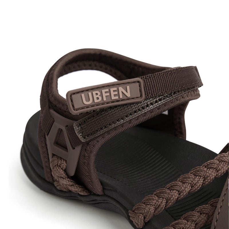 UBFEN Womens Hiking Sandal Sport Sandal Straps with Adjustable Hooks Arch Support Water Sandal Beach Vacation Casual Camping Size 9 Dark Brown - Image 4