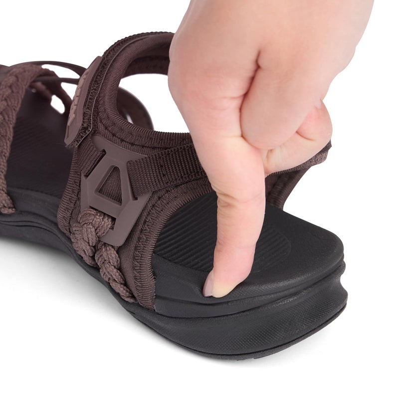 UBFEN Womens Hiking Sandal Sport Sandal Straps with Adjustable Hooks Arch Support Water Sandal Beach Vacation Casual Camping Size 9 Dark Brown - Image 2