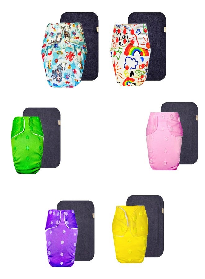 حفاضات قماشية فاخرة من دمبلدو مع حشوة رمادية (عبوة من 6 قطع) | شعور بالجفاف والراحة | قابلة لإعادة الاستخدام والغسل | أزرار كبس قابلة للتعديل | تغيير حفاضات بدون قلق | من 3 أشهر إلى 3 سنوات | للجنسين - Image 1