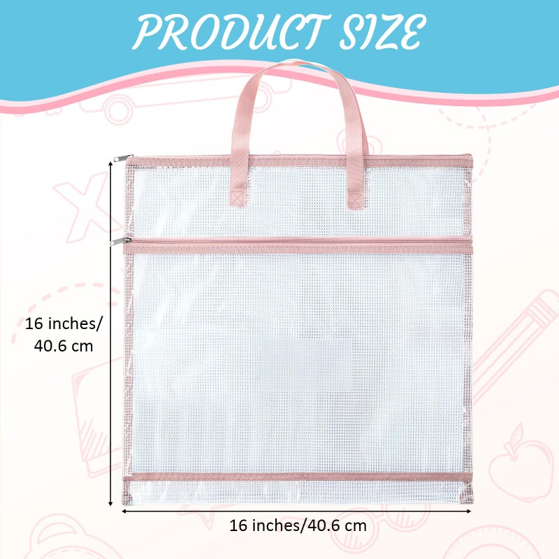 Clysee 5 Pcs Sew Project Bags 16 x 16 Inch Quilting Craft Organizer Storage Bags with Handle and Pocket Jumbo Sew Quilting Mesh Bags for Quilters Knitting Stitching Crafter, 5 Colors(Morandi) - Image 2