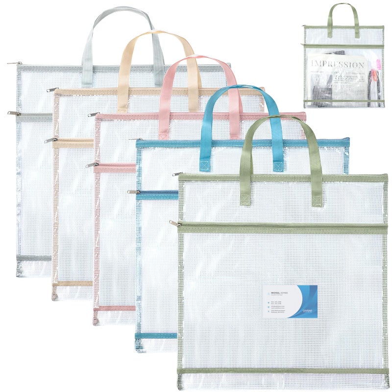 Clysee 5 Pcs Sew Project Bags 16 x 16 Inch Quilting Craft Organizer Storage Bags with Handle and Pocket Jumbo Sew Quilting Mesh Bags for Quilters Knitting Stitching Crafter, 5 Colors(Morandi) - Image 1