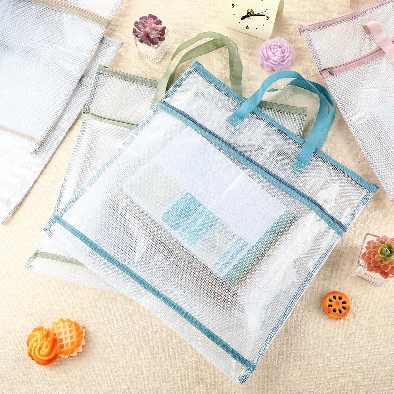 Clysee 5 Pcs Sew Project Bags 16 x 16 Inch Quilting Craft Organizer Storage Bags with Handle and Pocket Jumbo Sew Quilting Mesh Bags for Quilters Knitting Stitching Crafter, 5 Colors(Morandi) - Image 5