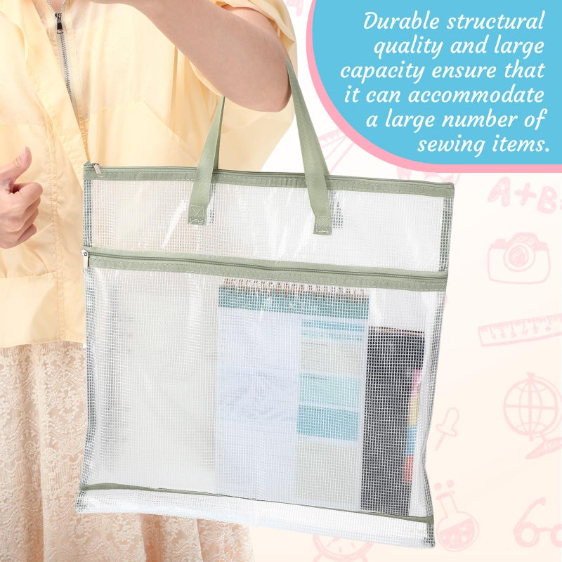 Clysee 5 Pcs Sew Project Bags 16 x 16 Inch Quilting Craft Organizer Storage Bags with Handle and Pocket Jumbo Sew Quilting Mesh Bags for Quilters Knitting Stitching Crafter, 5 Colors(Morandi) - Image 4