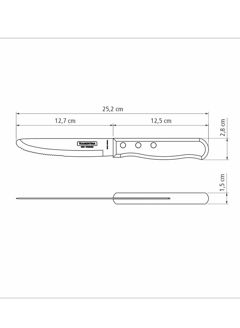 TRAMONTINA Tramontina Jumbo 5 Inches Steak Knife with Stainless Steel Blade and Brown Dishwasher Safe Polywood Handle