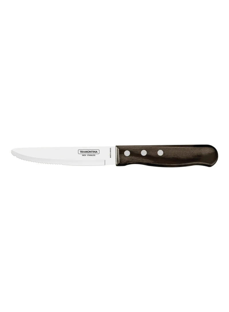 TRAMONTINA Tramontina Jumbo 5 Inches Steak Knife with Stainless Steel Blade and Brown Dishwasher Safe Polywood Handle