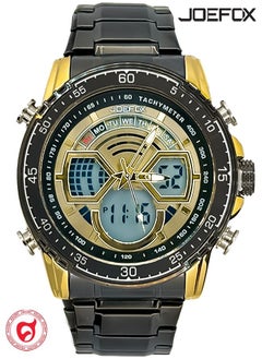 JoeFox Men's Watch Stainless Steel Fashion Analog Digital Wrist Watch Dual Time Waterproof Quartz  Watch  - Image 1