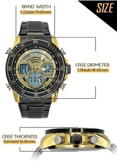 JoeFox Men's Watch Stainless Steel Fashion Analog Digital Wrist Watch Dual Time Waterproof Quartz  Watch  - Image 5